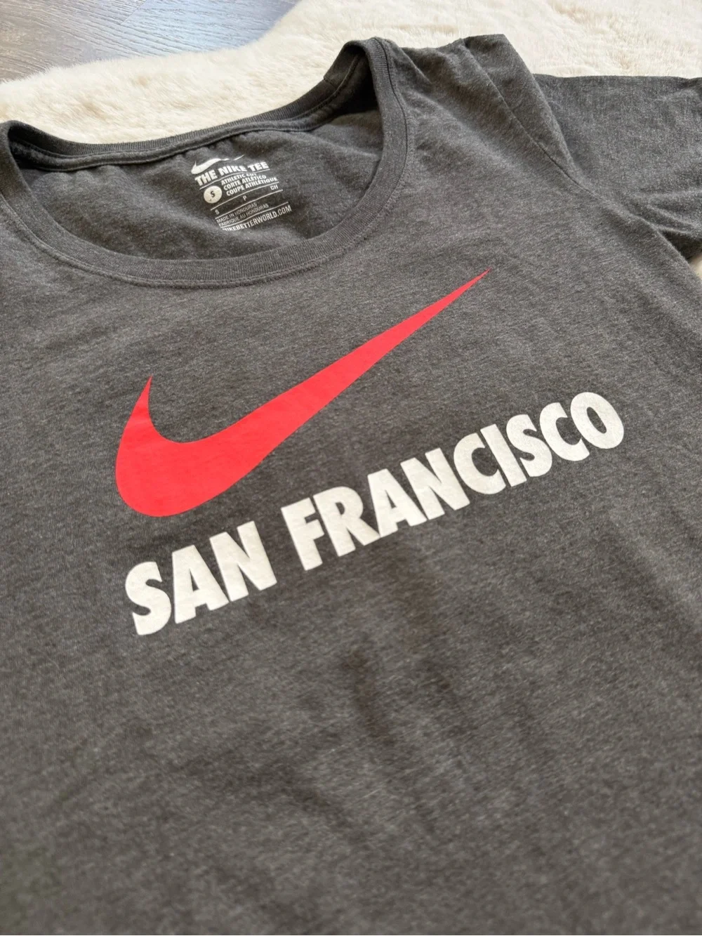 Nike Charcoal Tee with Red Swoosh and White SAN FRANCISCO Text